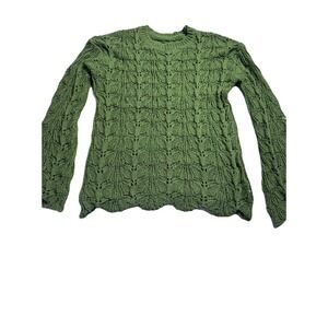 Women's Sweaters Autumn and Winter Solid Round Neck Long Sleeve Knit Green Sz XL